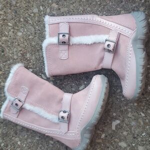 Nine West Naydine Pink Faux Fur Boots Winter Snow Baby Toddler 6 Dusty Rose